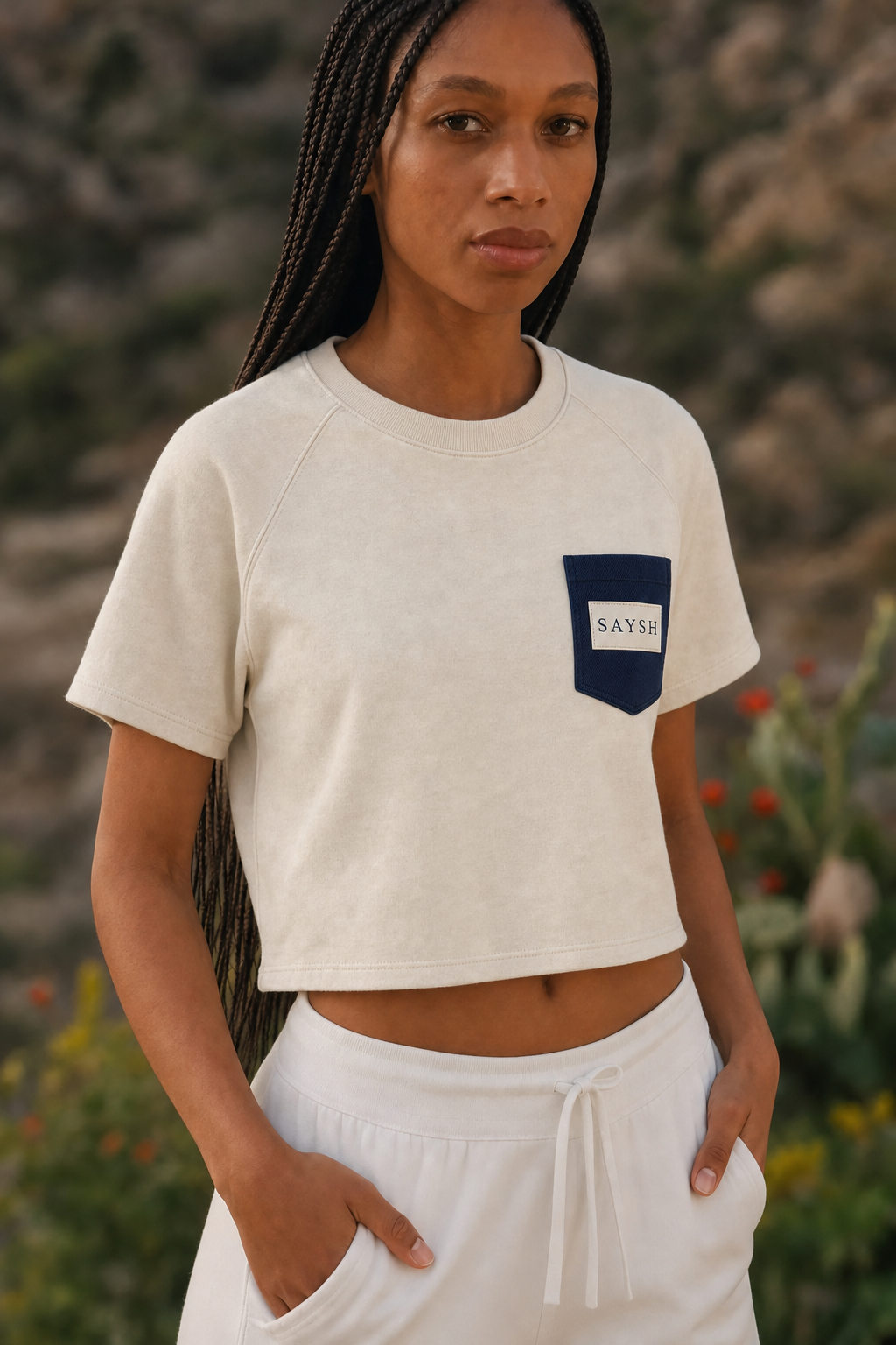 Night & Bone Structured Crop - Bone