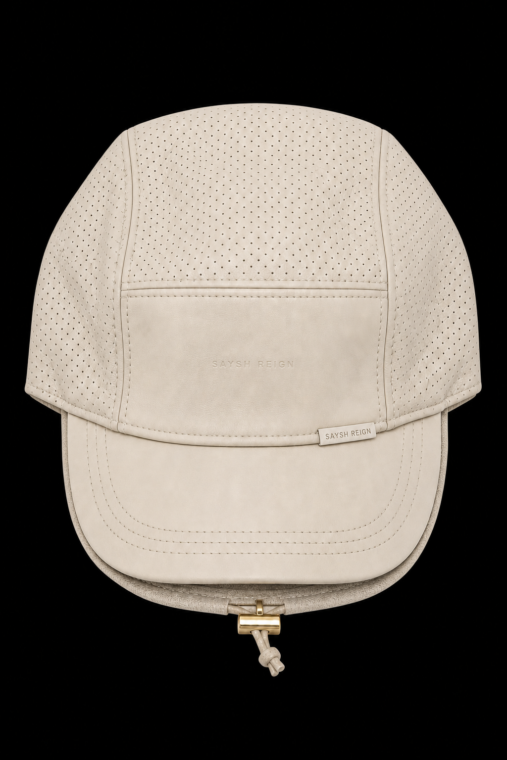 Reign Perforated Leather Cap - Bone