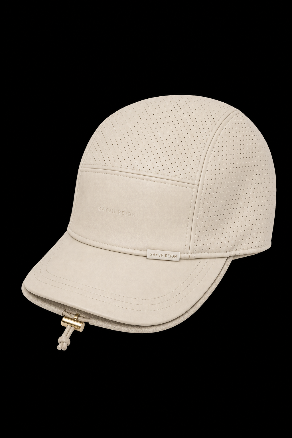 Reign Perforated Leather Cap - Bone
