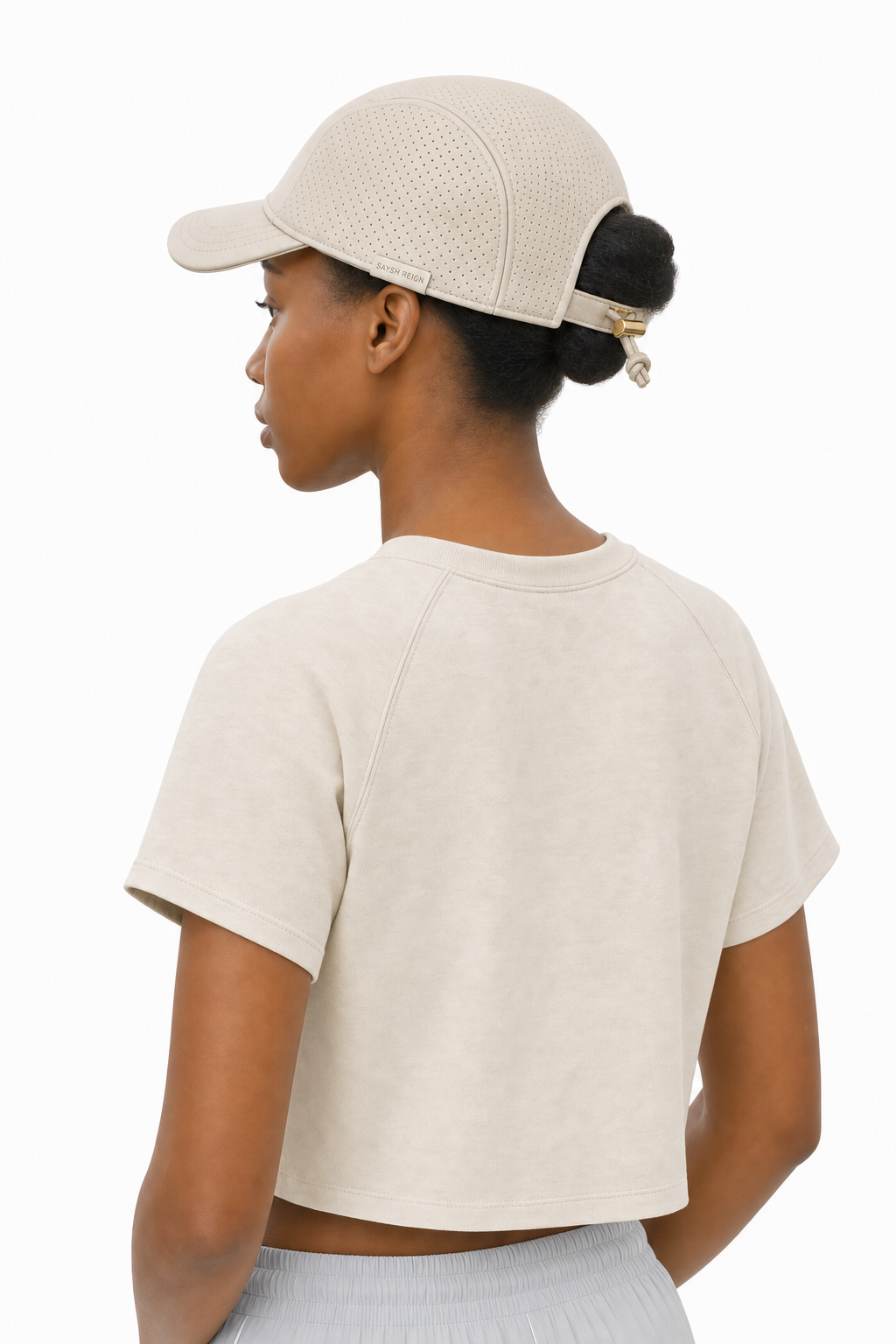 Reign Perforated Leather Cap - Bone