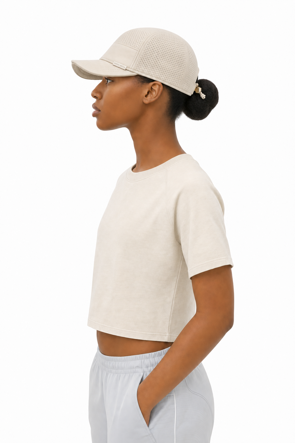 Reign Perforated Leather Cap - Bone