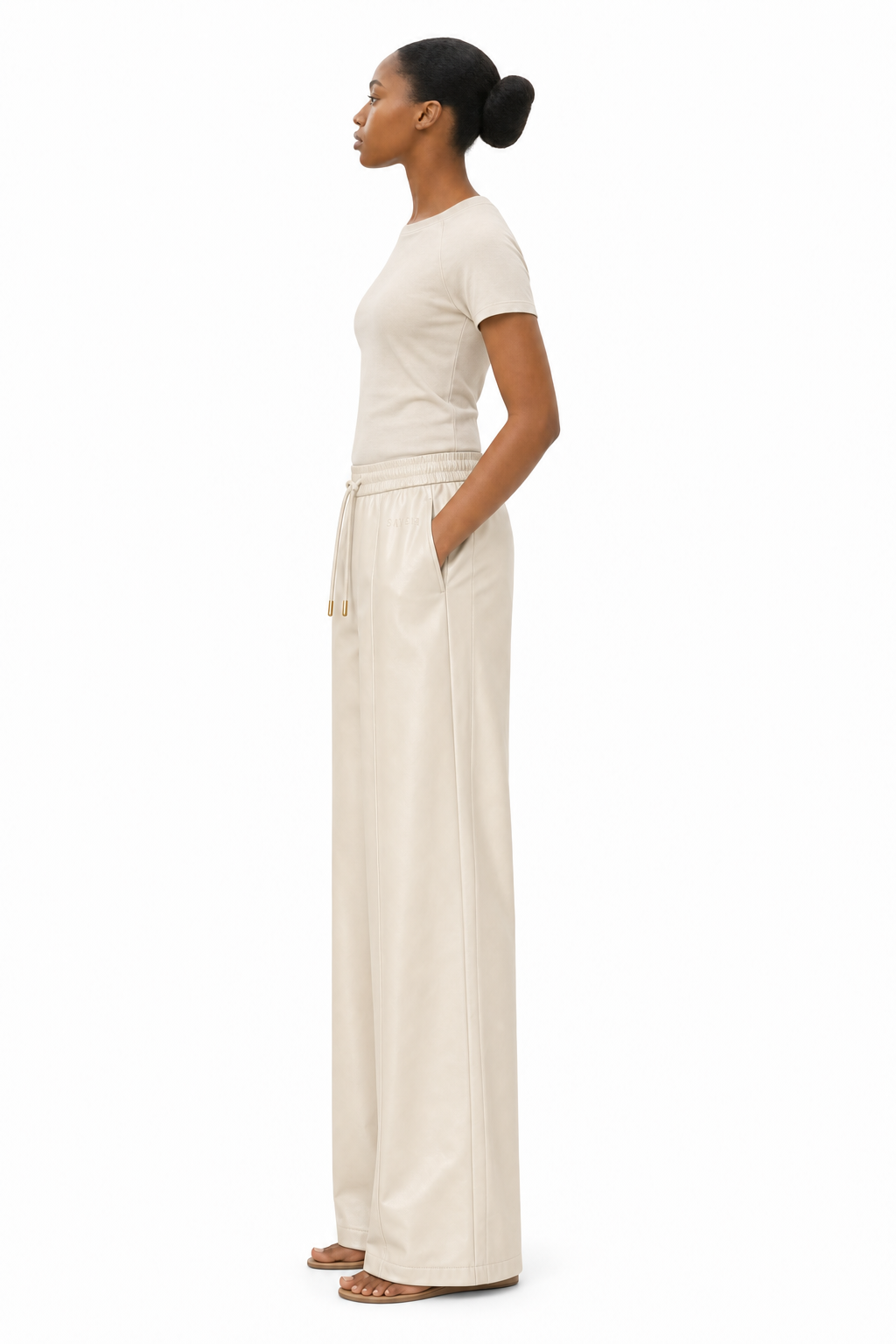 Reign Leather Trouser - Bone