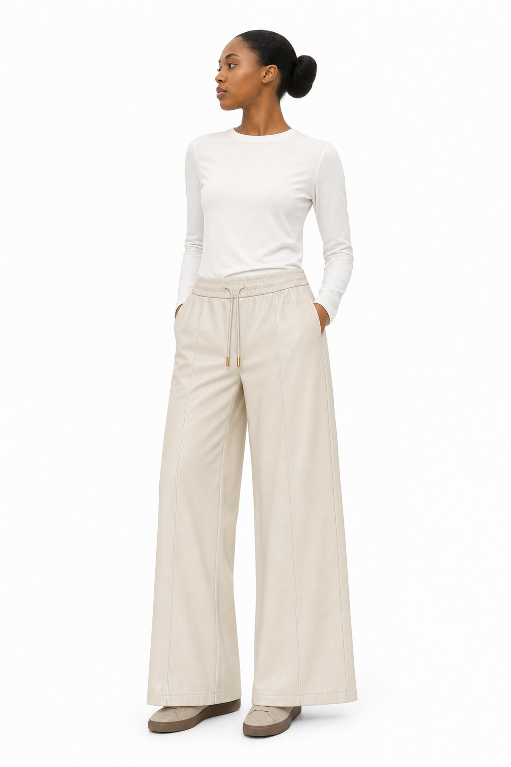 Reign Leather Trouser - Bone
