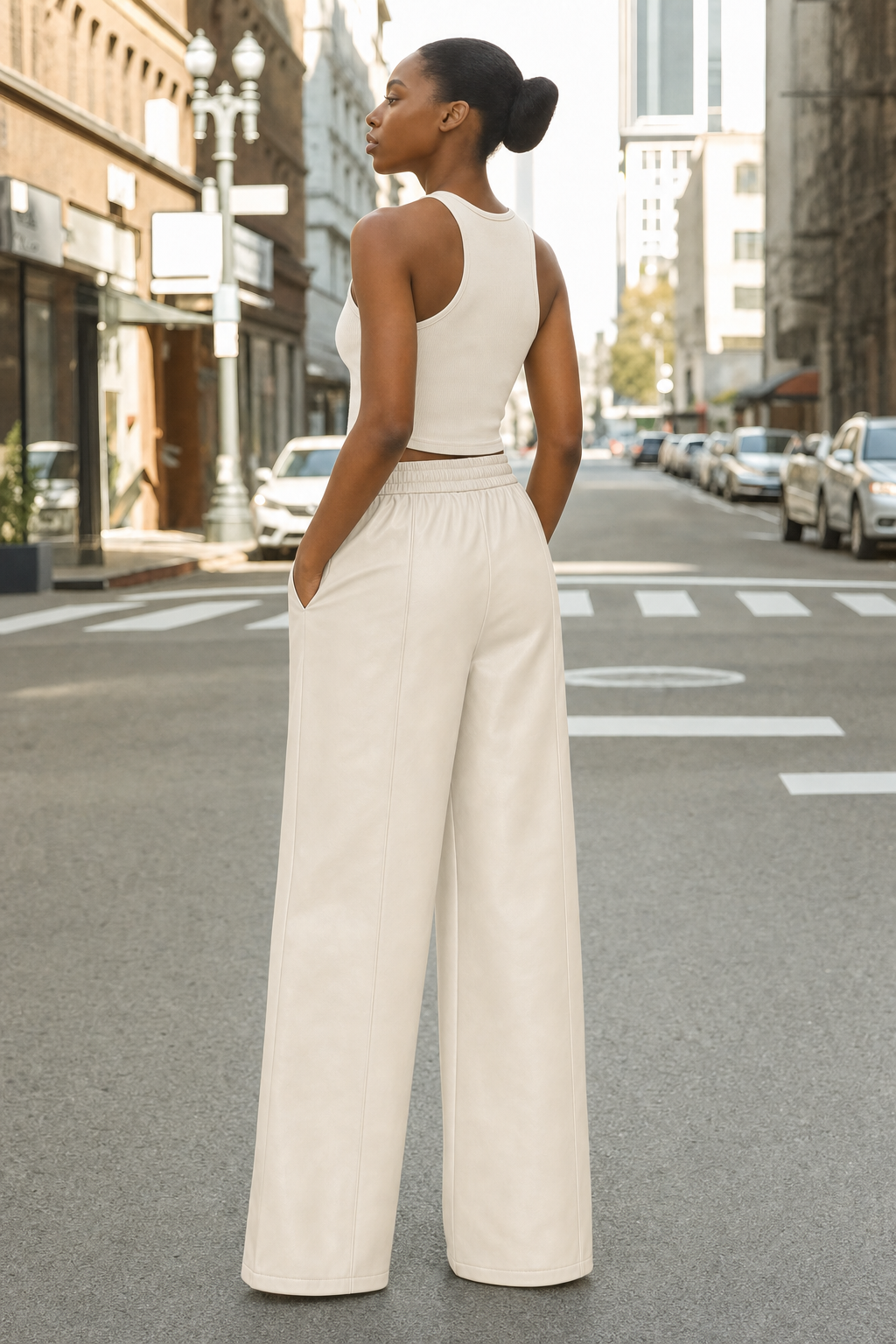 Reign Leather Trouser - Bone