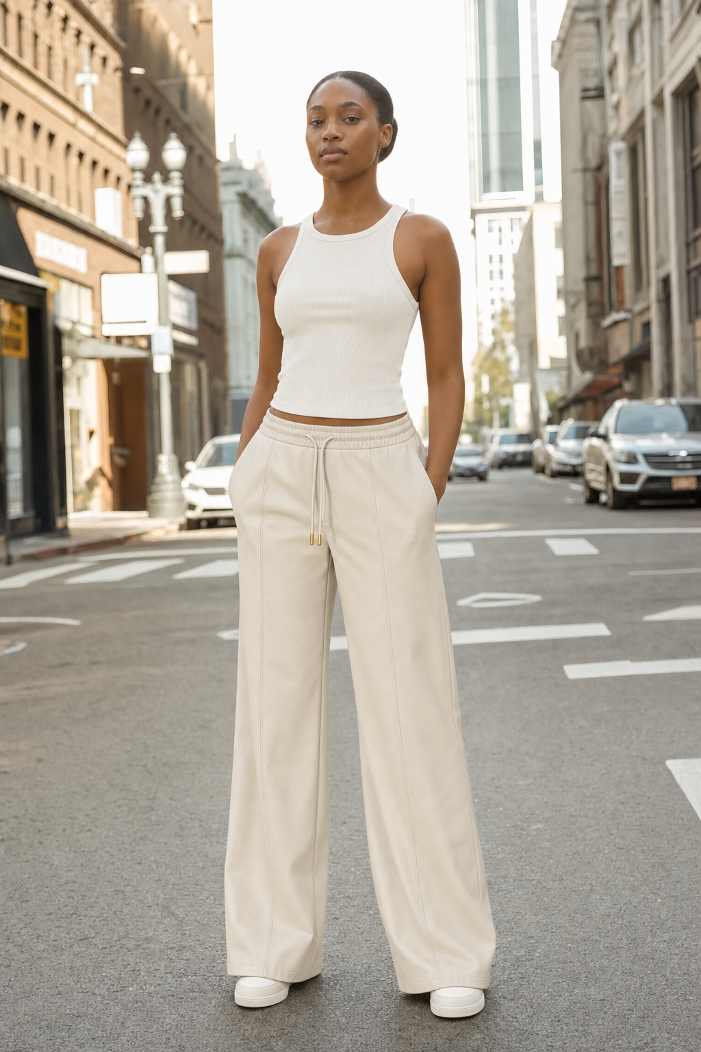 Reign Leather Trouser - Bone